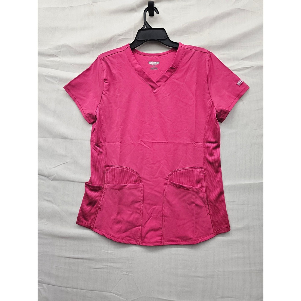 Grey's Anatomy Womens V-Neck Scrubs Top Purple Polyester Blend Casual Size Small